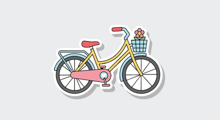 Fototapeta premium Charming Pastel Bicycle Illustration A Whimsical Ride