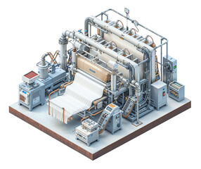 isometric of textile mills isolated on white background