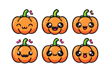 Cute cartoon pumpkins for halloween celebration