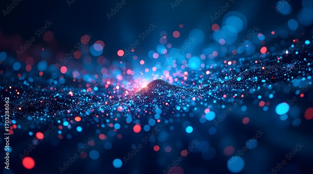 Aufkleber abstract glowing network of connected nodes and lines, minimal communication background, futuristic 