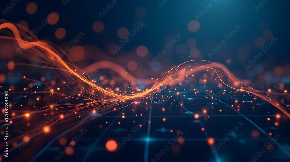 Aufkleber abstract glowing network of connected nodes and lines, minimal communication background, futuristic 