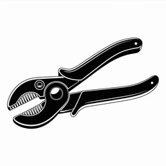 Detailed Black and White Illustration of a Pair of Pliers for Construction or Repair Isolated on White Background