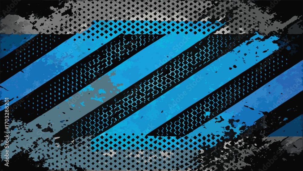 Poster Abstract blue grunge texture with layered patterns, creating a distressed and artistic appearance..eps