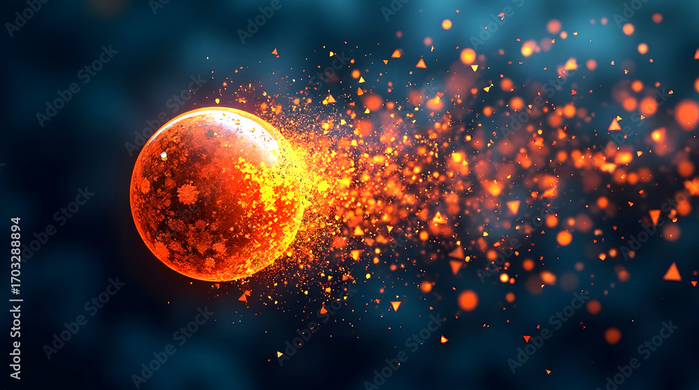 Poster colorful abstract background with glowing bubbles and starry light effects.