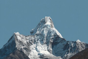 Snowy mountain peak against clear sky