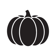 Pumpkin icon silhouette. Simple black squash vegetable symbol for Halloween, Autumn or Thanksgiving. Vector illustration isolated on white.
