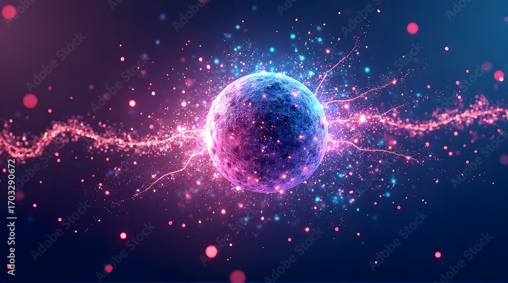 Poster abstract glowing network of connected nodes and lines, minimal communication background, futuristic 