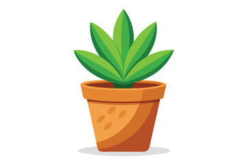 Obraz premium Green leafy plant sits inside terracotta pot on clean white surface with shadow