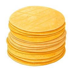 Golden Yellow Corn Tortillas Stack hot isolated on white background