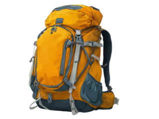 Orange backpack hiking travel outdoor adventure durable isolated equipment