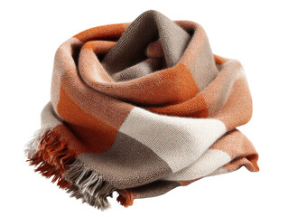 Warm wool scarf, orange beige white, soft cozy winter accessory, stylish fashion wrap