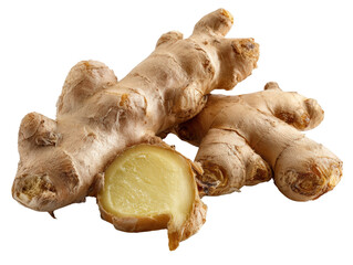 Ginger root fresh organic healthy spicy aromatic raw Fresh ginger root with cut section showing