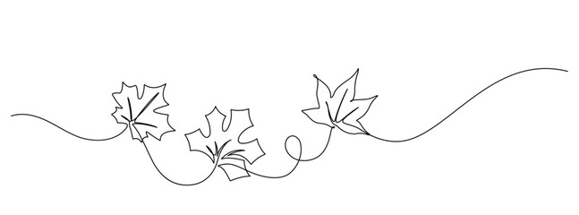 Obraz na płótnie Canvas one line drawing of autumn leaf hand drawn decorative minimalism
