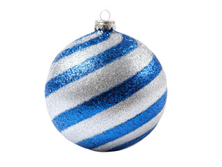 Blue silver glitter ornament Christmas decoration festive shiny ball for holiday cheer