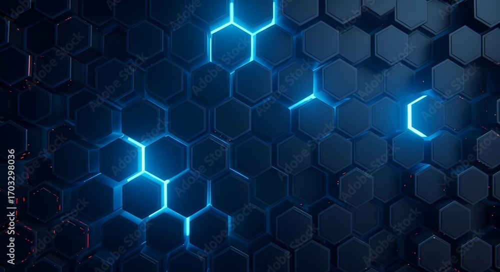 Aufkleber dynamic glowing blue hexagons create a futuristic, high-tech abstract background perfect for digital
