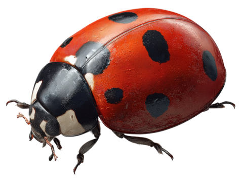 Ladybug insect red black spotted closeup isolated macro nature detailed bug beetle