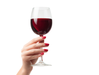 Hand glass wine red drink elegant isolated celebration cheerful mood