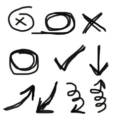 Hand Drawn Cross Mark with Circle Sketch, Grunge Error Symbol, Wrong Sign, Cancel Mark Illustration on White Background