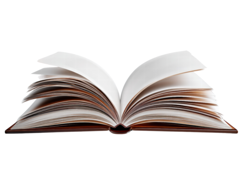 Open book, paper, literature, education, knowledge, isolated on transparency background