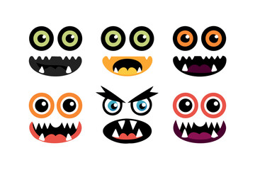 Set of funny monster faces
