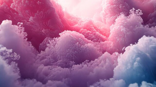 Surreal pink and blue cloudscape transformation in soft lighting