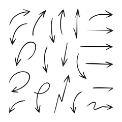 Assorted Hand Drawn Arrow Collection An Array of Directional Graphic Elements Featuring Various Styles and Orientations to Enhance Visual Communication and Add a Touch of Creative Flair