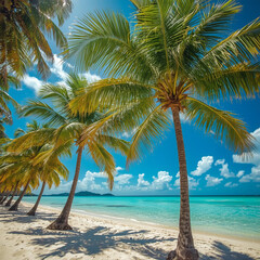 Fototapeta premium Coconut Palm Trees on Tropical Beach