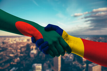 Shaking hands Bangladesh and Chad