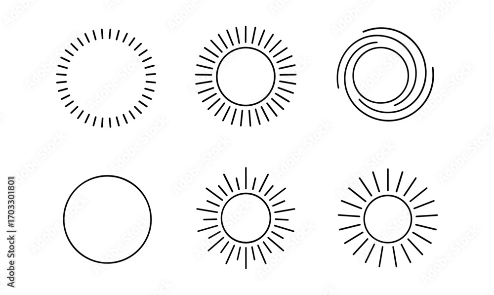 Poster minimalist sunburst designs with geometric lines and circular patterns