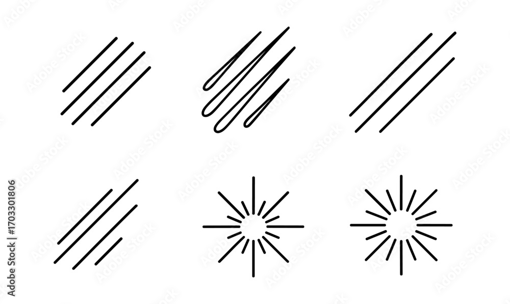 Poster minimalist line art decor elements: diagonal and radiant patterns