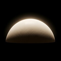 Illuminated hemisphere object with textured surface against dark space