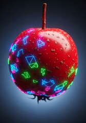 Futuristic rendering of crabapple fruit with glowing network overlay