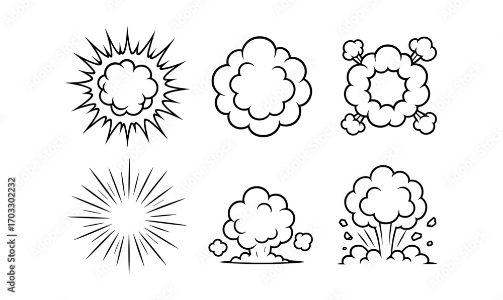 Poster comic style explosion elements for dynamic art and design projects