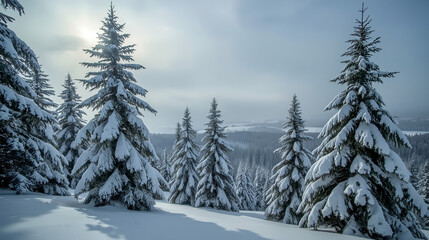 Naklejka premium snow covered trees