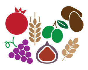 Jewish Seven Species colorful background
