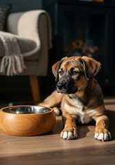 Golden Hour Pup & Wooden Bowl