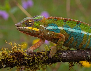 Obraz premium Close-up of a vibrant chameleon