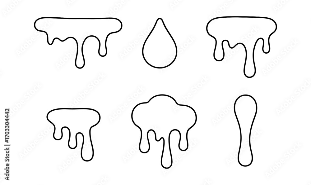 Poster set of dripping shapes in linear style for design projects