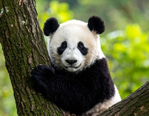 Obraz premium Adorable panda cub in a tree (1)