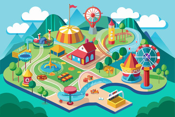 vector illustration of a city with colorful houses