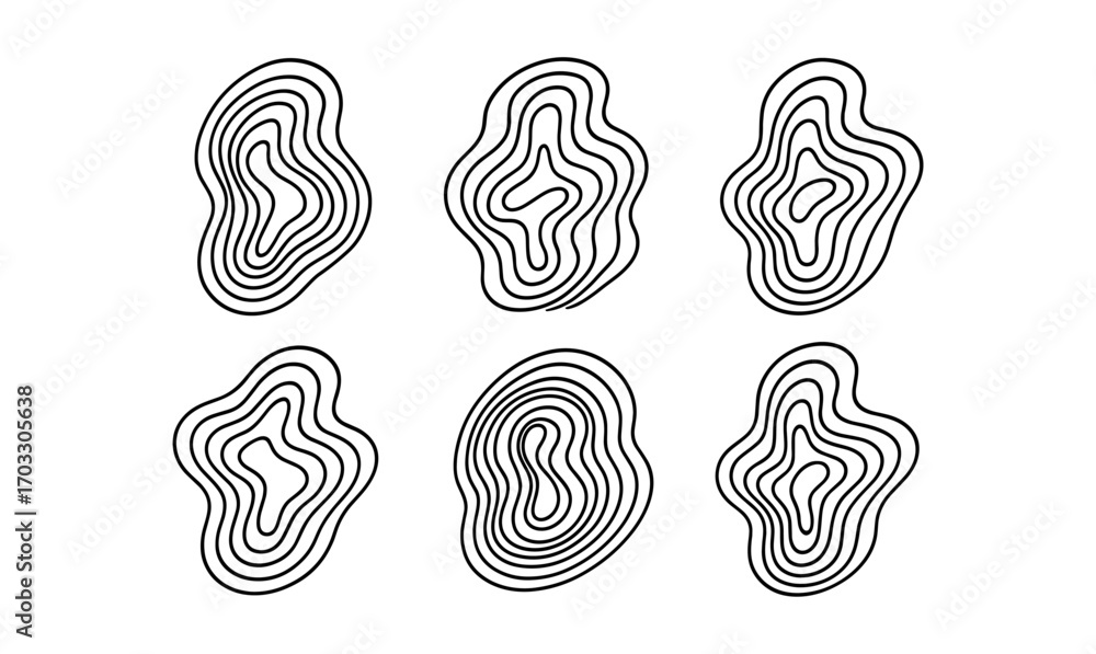 Poster abstract geometric line art patterns in fluid shapes