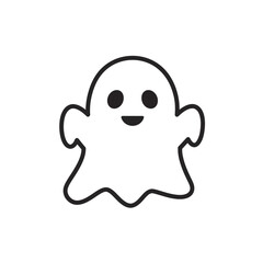 Obraz premium Cute Ghost Illustration Spooky Season Minimalist Design for Halloween Fun