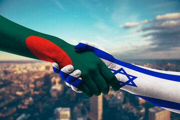 Shaking hands Bangladesh and Israel