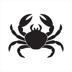 Minimalist solid fill crab silhouette isolated on transparent background
