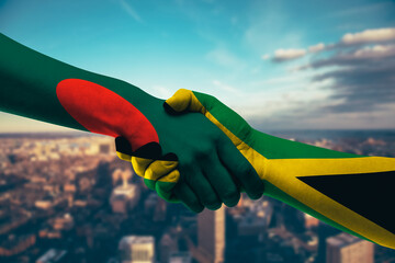 Shaking hands Bangladesh and Jamaica