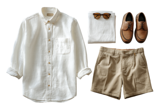 Laid-back, cream-colored linen outfit
