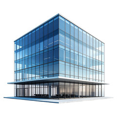Fototapeta premium 3D modern glass office skyscraper with clean lines and blue reflection