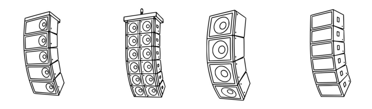 Line array concert speakers, set of four vectors