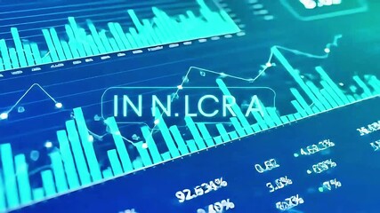 Digital stock market analysis with dynamic financial graphs and data visualization in futuristic blue tones - Powered by Adobe