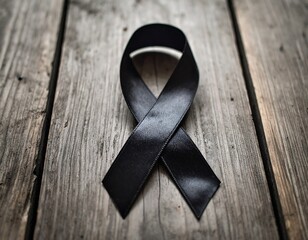 Black ribbon on weathered wood